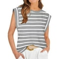 thumbnail image 1 of Cap Sleeve Striped Tops for Women Summer Top Basic Tee Shirts Casual Tank Loose Fit 2024 Fashion Shermie, 1 of 6