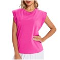 thumbnail image 1 of Cap Sleeve Tank Tops Womens Cotton Summer Casual Loose Fit Basic Tee Shirts Workout Yoga Gym Fashion (2XL, Hot Pink), 1 of 4