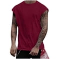 thumbnail image 1 of Cap Sleeve Tank Tops for Men Crewneck Muscle Shirts Mens Casual Solid Color Pullover Stretchy Slim Breathable Loungewear Athletic Workout Vests, 1 of 7