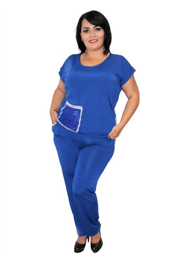 Cap Sleeve Top With Patch Pocket And Pant Set