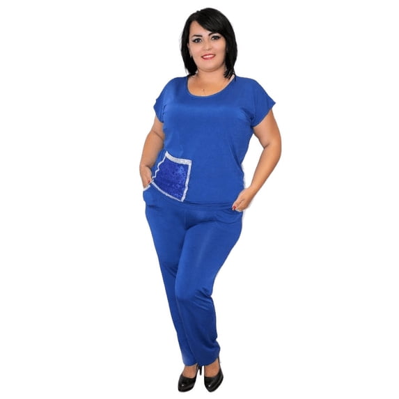 Cap Sleeve Top With Patch Pocket And Pant Set