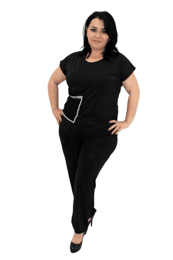 Cap Sleeve Top With Patch Pocket And Pant Set