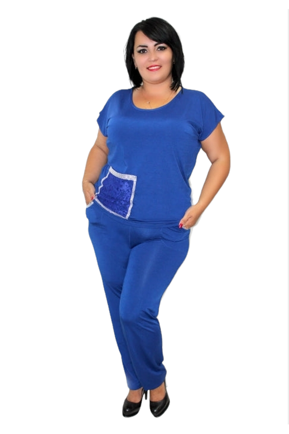 Cap Sleeve Top With Patch Pocket And Pant Set