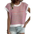 thumbnail image 1 of Cap Sleeve Tops for Women Striped Sweater Vest Casual Crew Neck Loose Knitted Lightweight Trendy Vest Pullover Sweater Tops Alsol Lamesa, 1 of 6