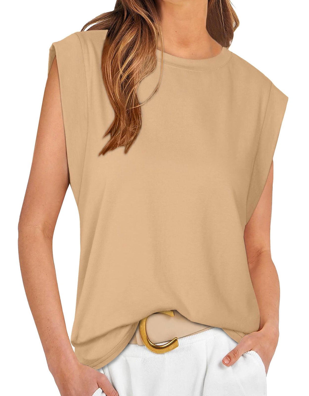 Cap Sleeve Tops for Women Summer Top Basic Tee Shirts Casual Tank Loose — free download