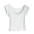 thumbnail image 1 of Cap Sleeve Tops for Women Trendy Summer Crew Neck Slim Fitted Shirts Solid Color Basic Tee Soft Comfy Clothes (XL, White), 1 of 3