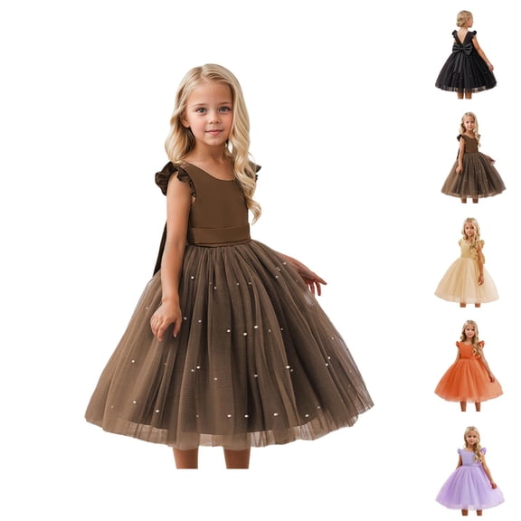 Cap Sleeve Tulle Princess Dress – Solid Flower Girl Gown Ages 3-9, Sweet Performance & Party Wear, Festive Match to Pink Dress for Girls Ensemble