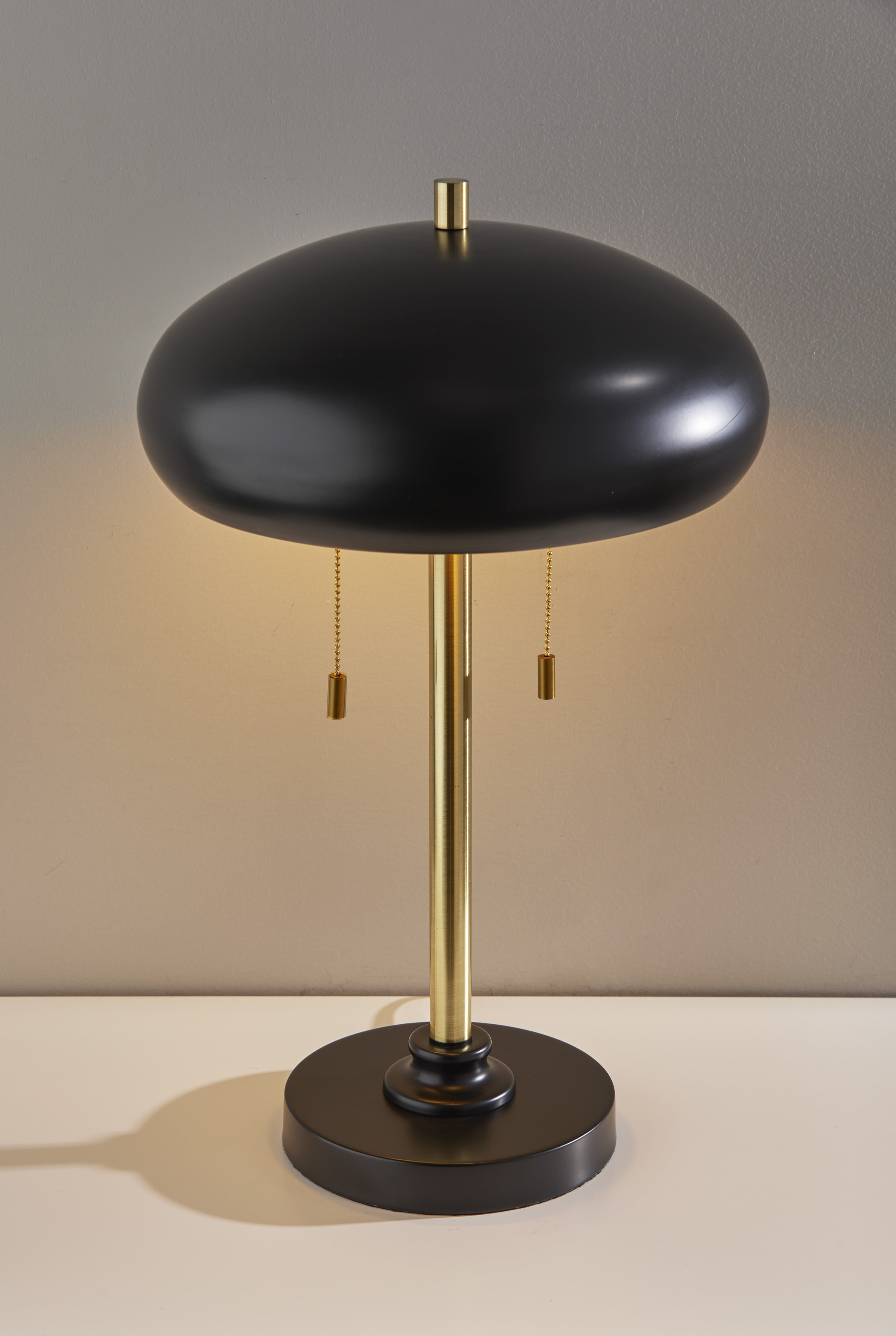 Black and Antique Brass Metal Dome Table Lamp