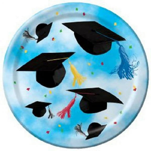 Cap Toss Graduation Party Blue 8 ct  9" Dinner Plates