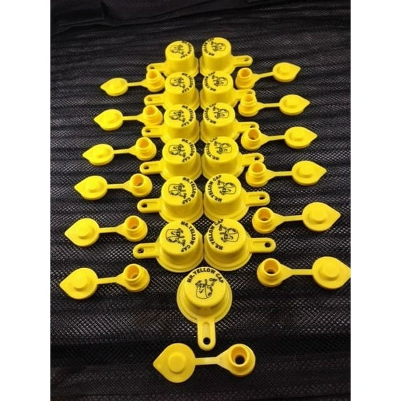 Cap/Vent Pack - 13 BLITZ Yellow Spout Caps & 13 Vents, 26pcs total, NEW - 900094