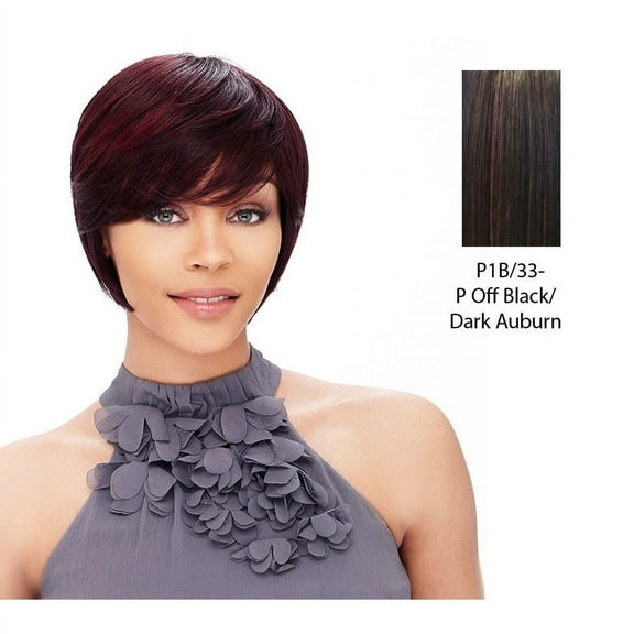 Cap Weave! Wig Human Hairvictoria,Off black base with dark auburn highlights