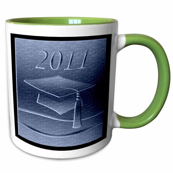 3drose, Cap with Tassel 2011 Blue, 11oz Two-tone Green Mug