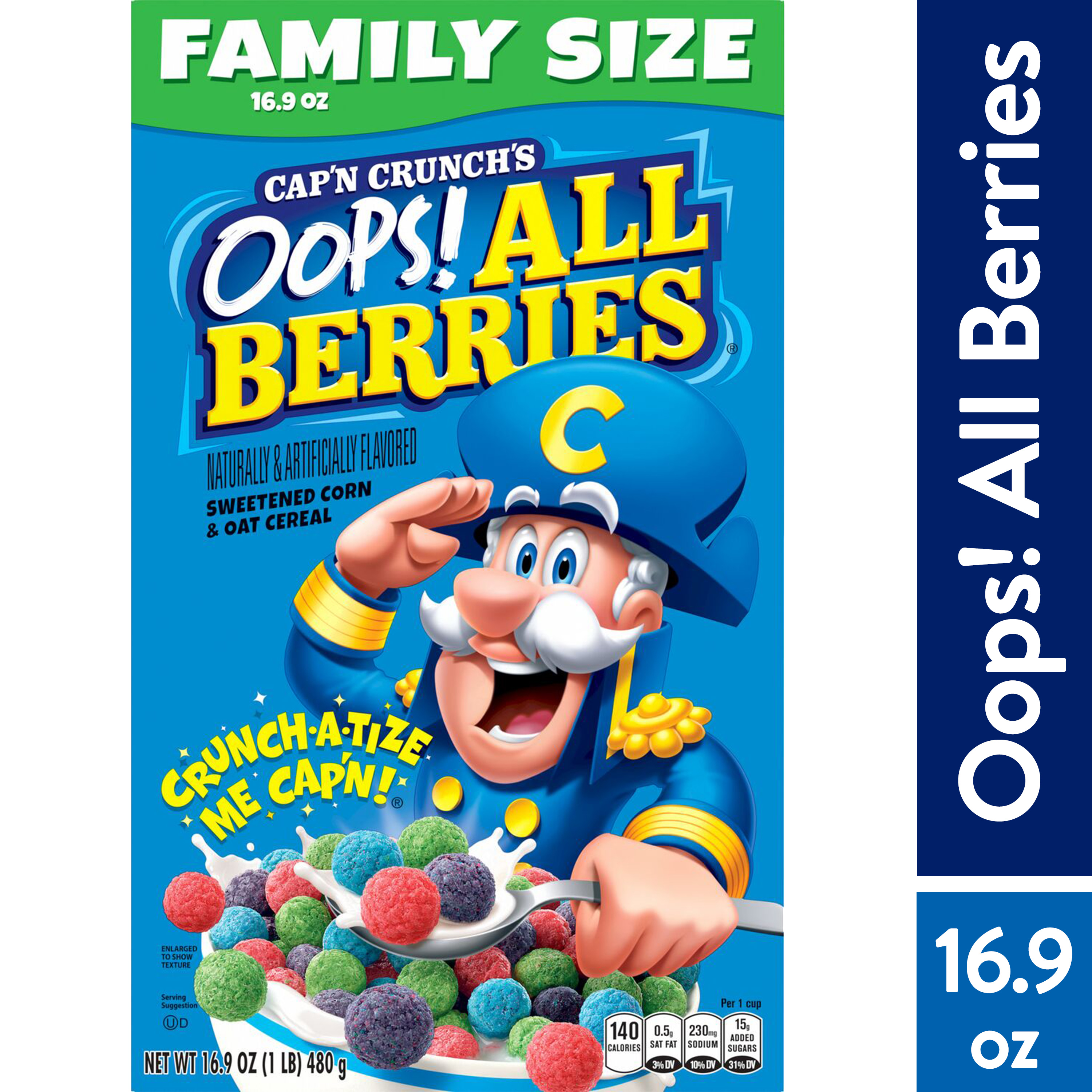 Cap'n Crunch Cereal Oops All Berries Cereal, 16.9 oz - image 1 of 9