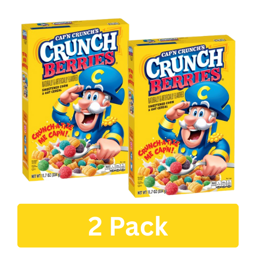Cap'n Crunch, Crunch Berries, Kid's Cereal, 11.7 oz Packaged Breakfast Cereal Box (2 pack)