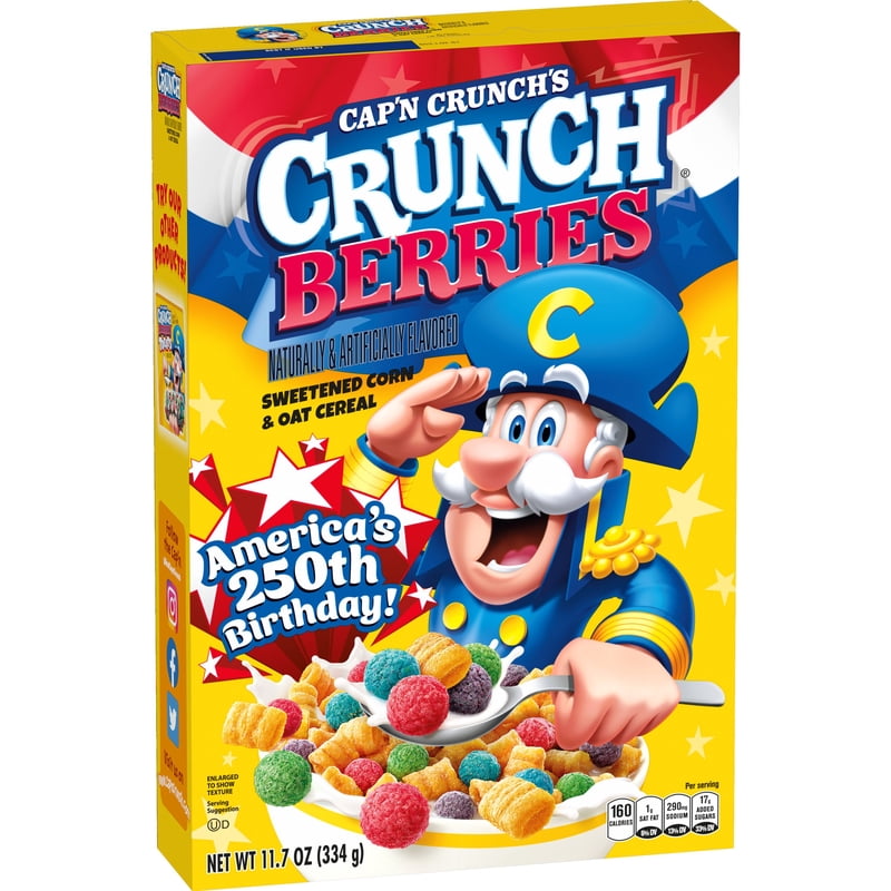 Cap'n Crunch, Crunch Berries, Kid's Cereal, 11.7 oz Packaged Breakfast Cereal Box