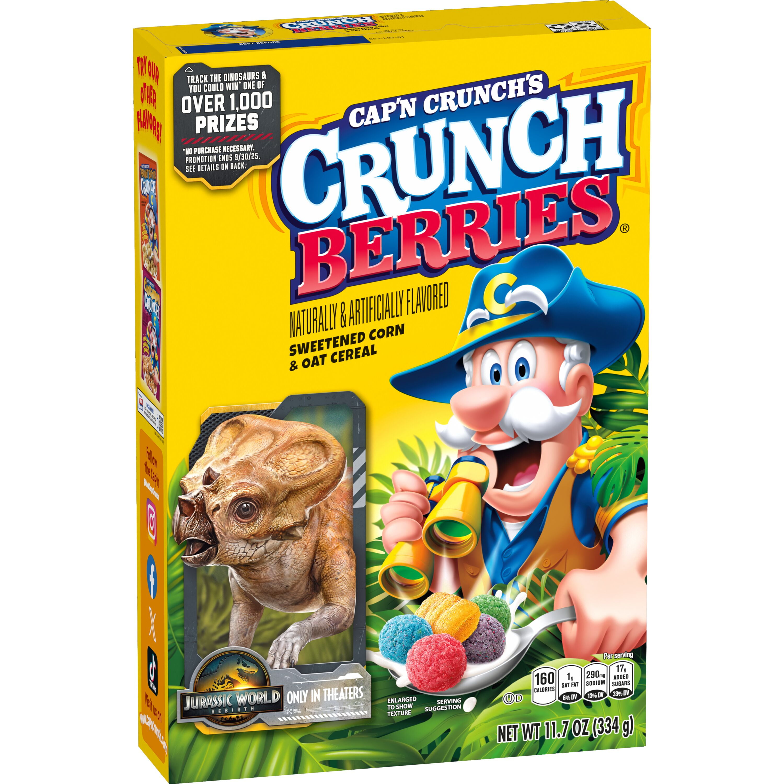 Cap'n Crunch, Crunch Berries, Kid's Cereal, 11.7 oz Packaged Breakfast Cereal Box
