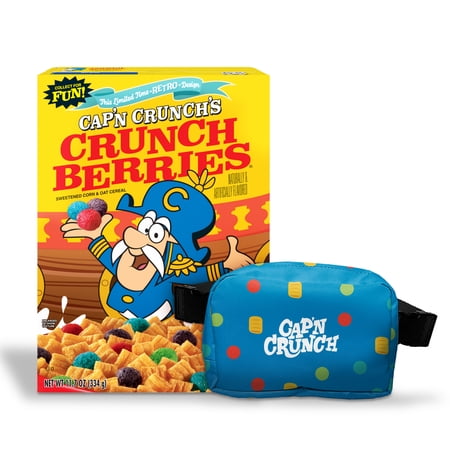 Cap’n Crunch Berries Retro Crunchy Cereal Box with Cap’n Crunch Cross Body Bag (11.7 oz)