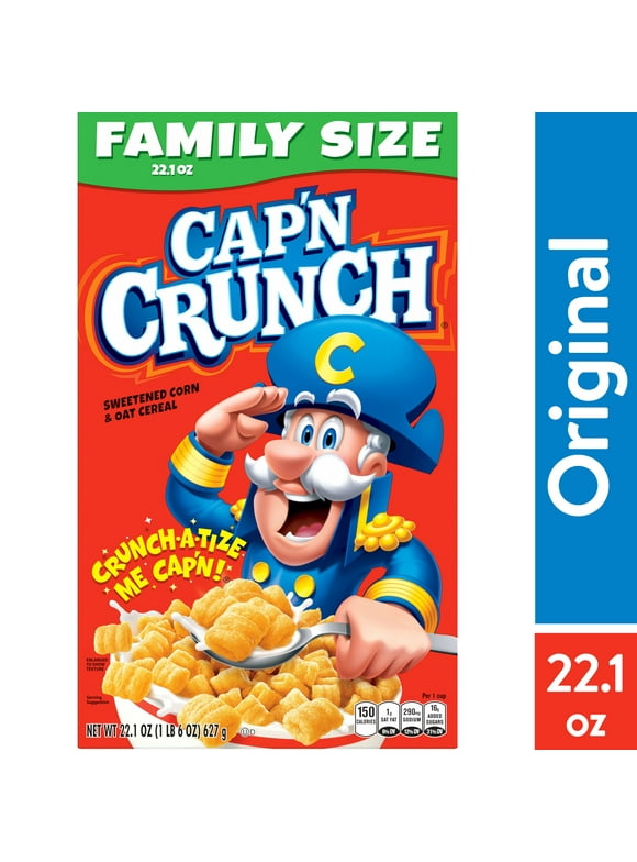 Cap'n Crunch Sweetened Corn & Oat Cereal, 22.1oz, (Single Pack)