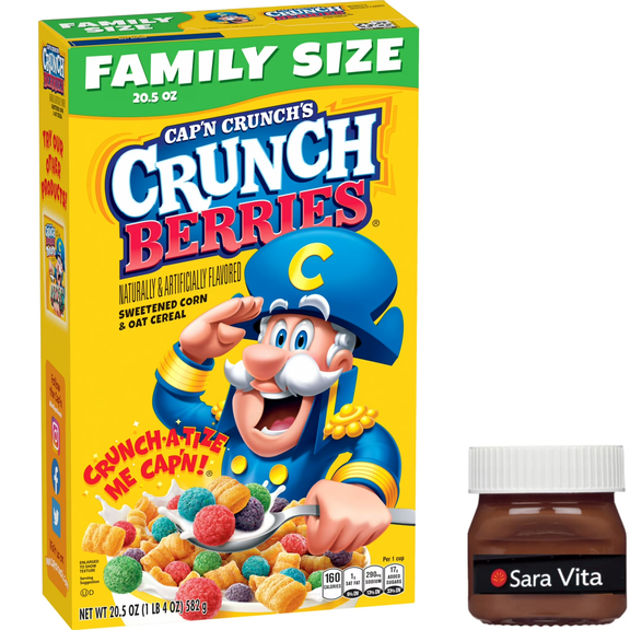 Cap'n Crunch Sweetened Corn & Oat Cereal Crunchy Berries Naturally & Artificially Flavored, 20.5 oz box