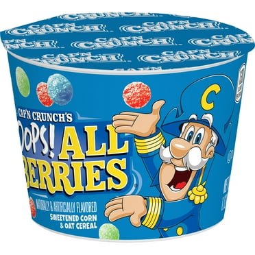 Cap'n Crunch Sweetened Corn & Oat Cereal Oops All Berries Breakfast Cereal, 1.12 oz Cup