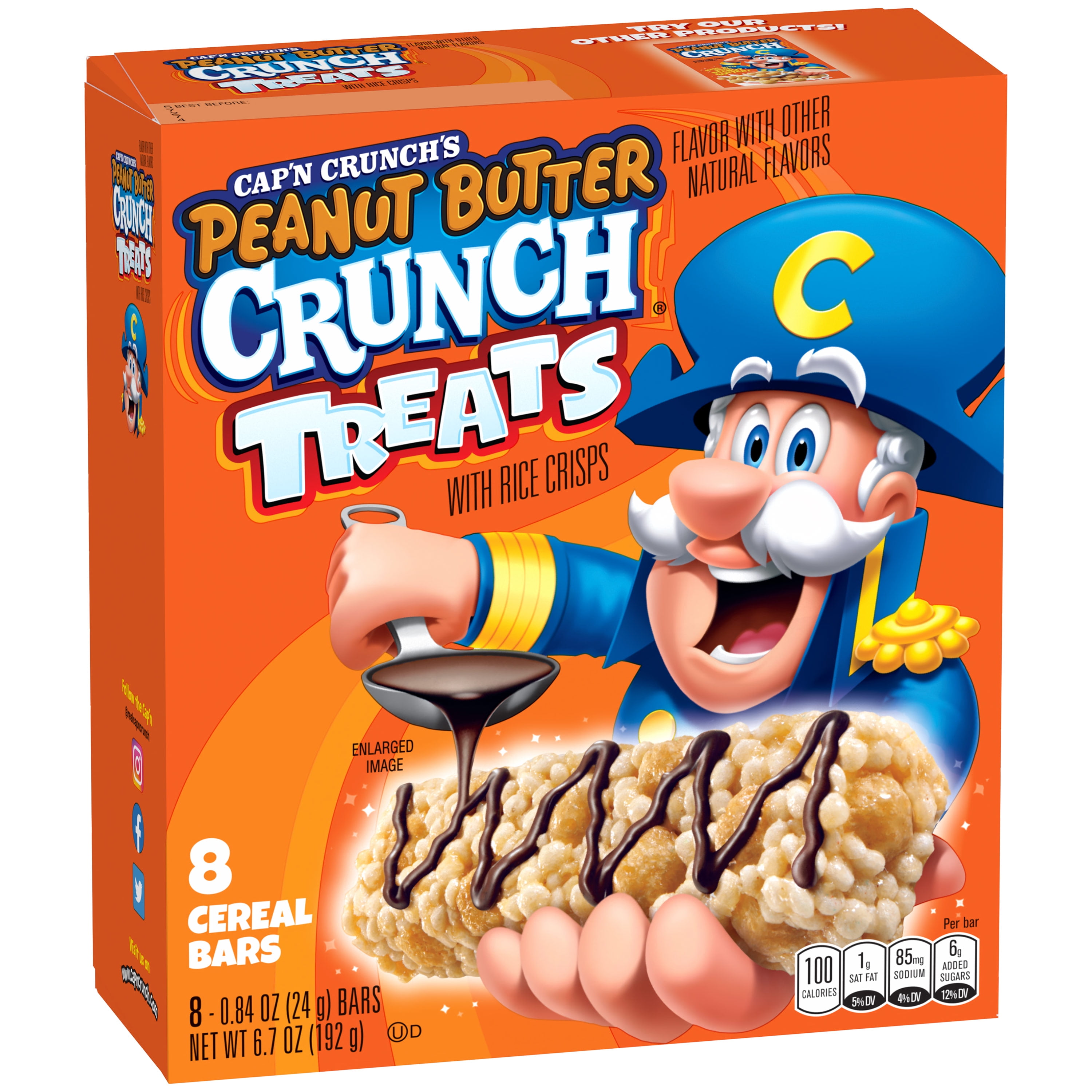 Cap'n Crunch's Treat With Rice Crisps Cereal Bars Peanut Butter Flavor