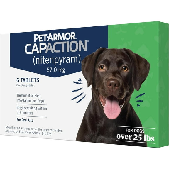 CapAction Fast Acting Flea Treatment for Large Dogs, 6 Tablets