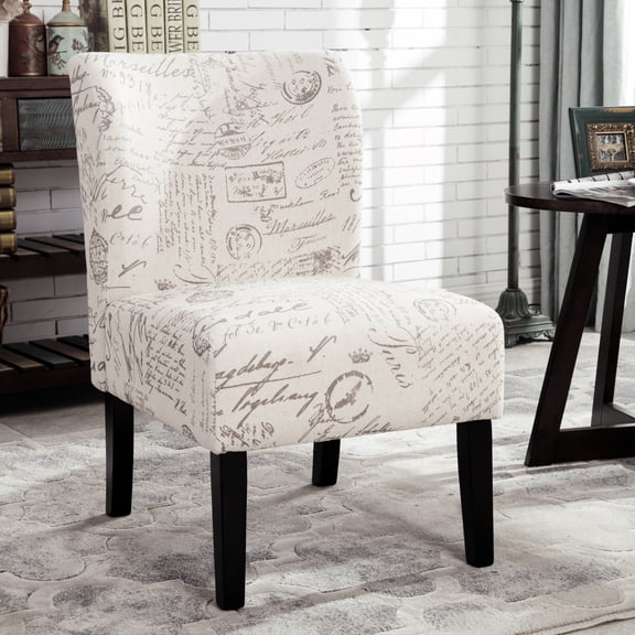 Capa English Letter Print Fabric Armless Contemporary Accent Chair