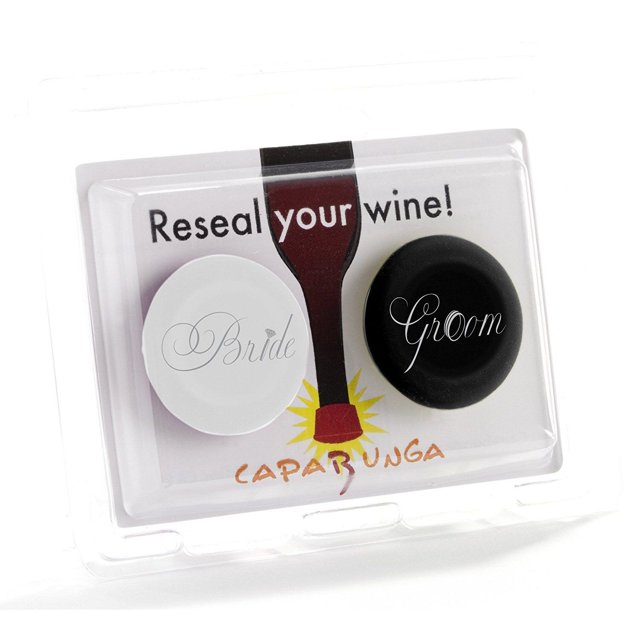 Capabunga Silicone Wine Wine Bottle Stopper / Cap Set Bride & Groom