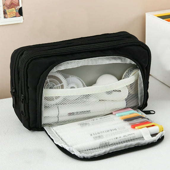 Capacious Pencil Case Organizer | Oxford Nylon Zippered Large Pen Pouch | Makeup Bag | Multi-Functional Stationery Holder | 8.66x4.72x2.36 in | For Office Travel