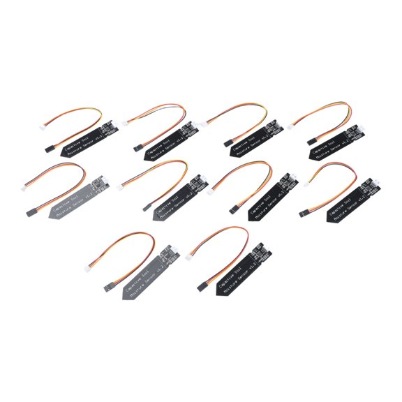 Capacitive Soil Moisture Sensor Module For Arduino For Raspberry Pi, For Analog Output 0-3V, 10Pcs Pack, 98 X 23Mm PCB For Plant Watering Monitoring