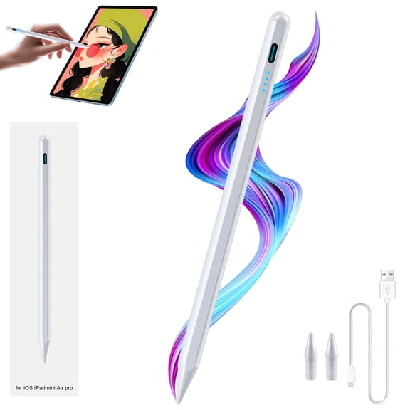 Capacitive Stylus Pen for iPad - Global Palm Rejection, Magnetic Adsorption for iPad Pro/Air/Mini (6th-8th Gen), Auto Power off to Save Battery