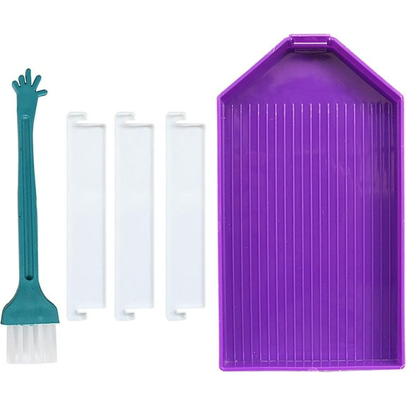 Capacity Diamond Painting Tray, Diamond Painting Tray Organizer with 3 Dividers and A Brush Used for Plastic Bead Sorting Tray, DIY Diamond Painting Cross Stitch Nail Art Tools