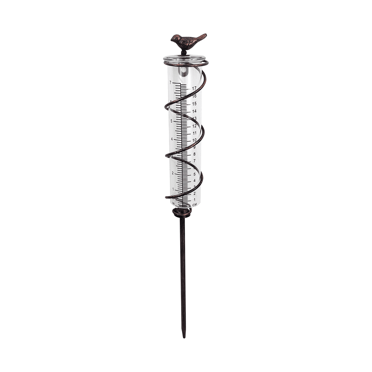 Capacity Glass Spiral Rain Gauge,Cast Iron Bird Hanging Rain Gauge