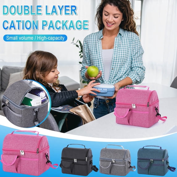 Capacity Thermal Insulated Lunch Tote Bag, Thick Aluminum Foil Cooler Bag, Multi Purpose Bento Storage Pouch for Office Outdoor Picnic Travel Shopping Cosmetic Organizer