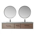 thumbnail image 1 of Caparroso 84" Grey Sintered Stone Single Sink Bath Vanity Light Walnut w/ Mirror, 1 of 9