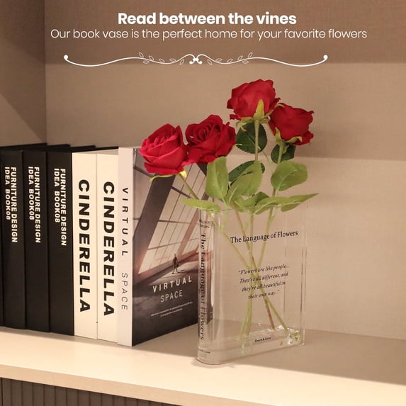 Capaso Clear Acrylic Tabletop Vase, Gifts for Book Lovers,Home Decoration