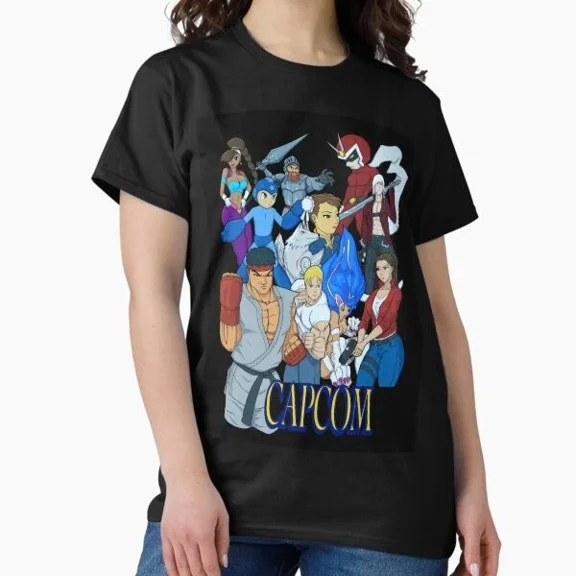 Reprint Rare Capcom All Stars black variant Classic T-Shir T-Shirt Made in US/AUS Size S-2XL