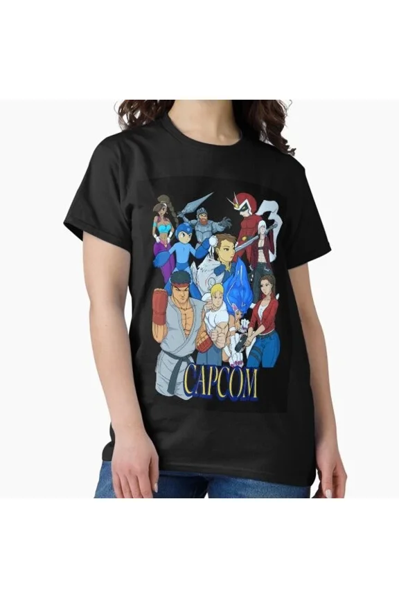 Reprint Rare Capcom All Stars black variant Classic T-Shir T-Shirt Made in US/AUS Size S-2XL