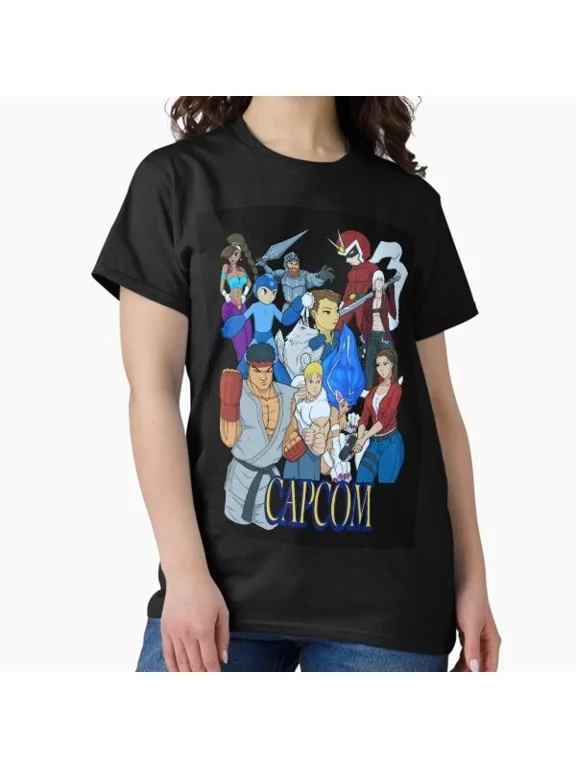 Reprint Rare Capcom All Stars black variant Classic T-Shir T-Shirt Made in US/AUS Size S-2XL