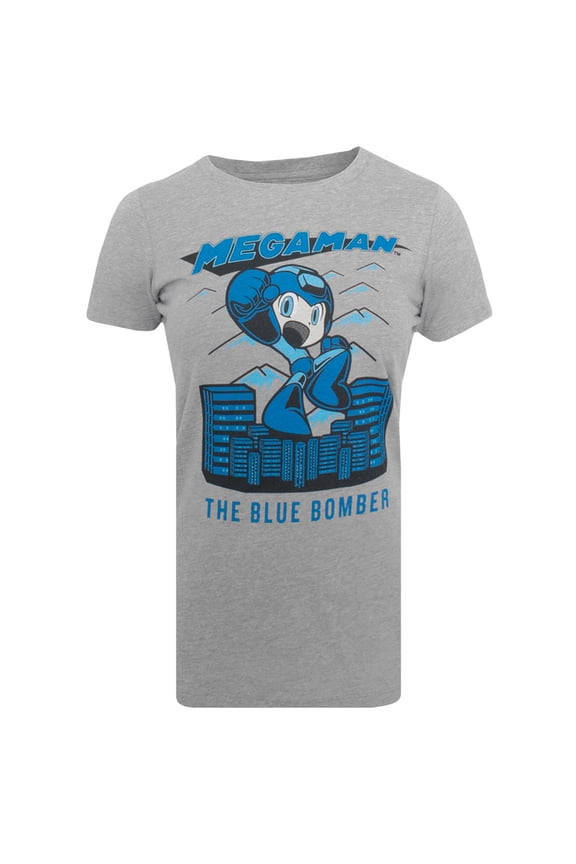 Women's Mega Man Blue Bomber T-Shirt - 2XL - Dark Heather Gray