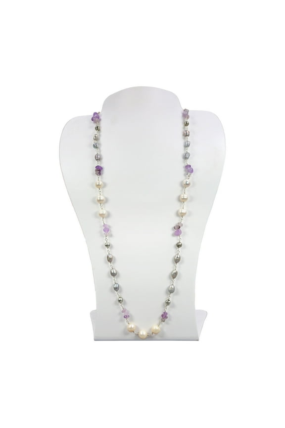 Cape Amethyst and Freshwater Cultured Pearl Necklace, 1 Count