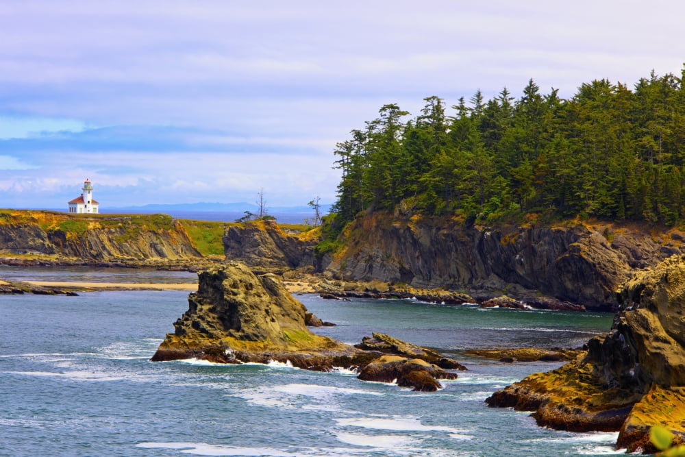 Cape Arago Lighthouse At Shore Acres State Park At Coos Bay Charleston Oregon United States of America Canvas Art - Craig Tuttle Design Pics (38 x 24)