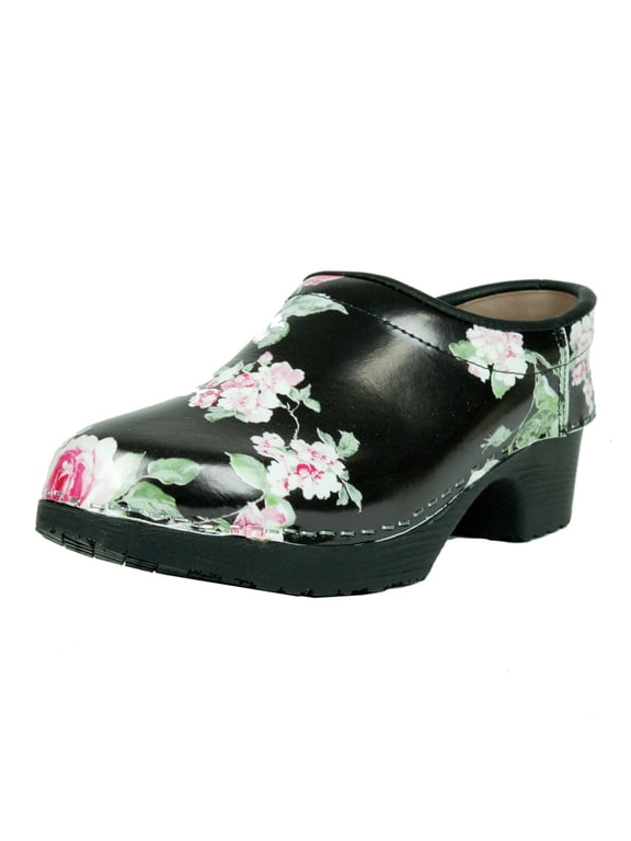 Black Rose Closed Back Clogs - EU Size 38
