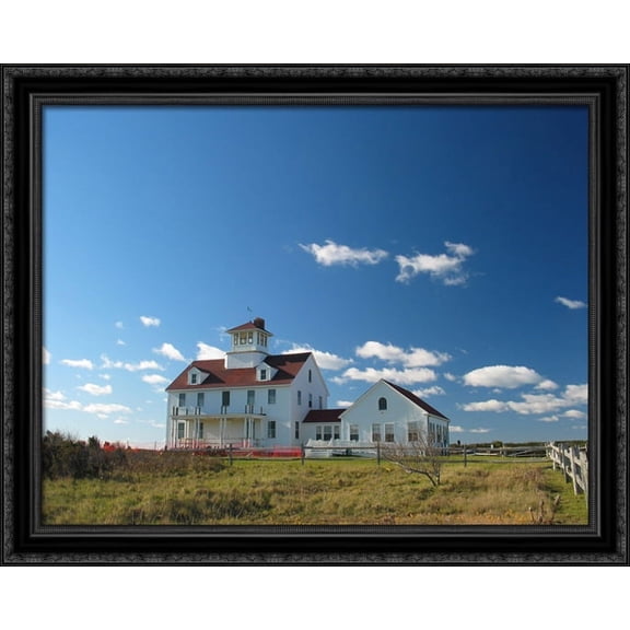 Cape Cod 36x28 Large Black Ornate Wood Framed Canvas Art