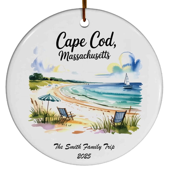 Cape Cod Beach Christmas Ornament, Collection of City Travel Souvenirs for Family and Friends, Christmas Tree Ornament City Travel, Trips of The Year, Christmas Ornament 2025