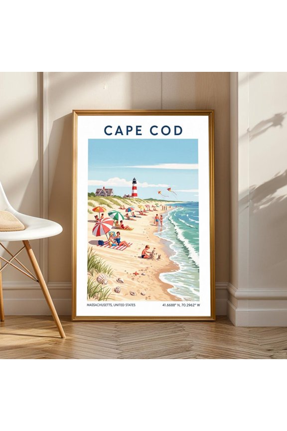 Cape Cod Beach Poster - Massachusetts Wall Art - Us State Poster - Us Wall Art - For Traveller - Usa Travel Print - America Wall Decor, Unframed Poster Size 8x12