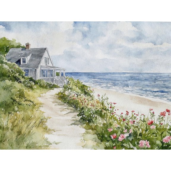 Cape Cod Beach Scene Print Seaside Cottage Wall Art
