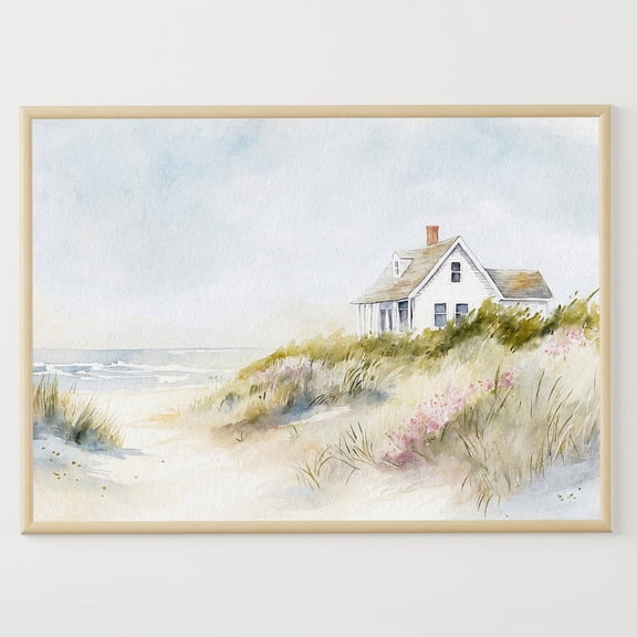 Cape Cod Beach Wall Art Print, Coastal Decor, Wildflower Seaside Artwork Unframed Paper Print