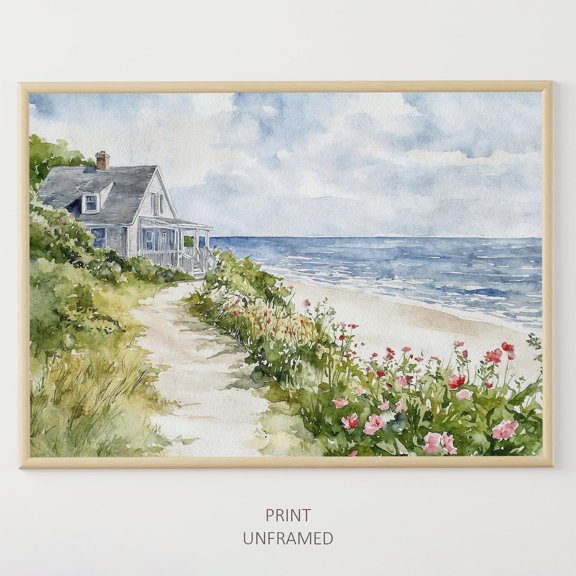Cape Cod Beach Wall Art Print, Seaside Cottage Coastal Decor