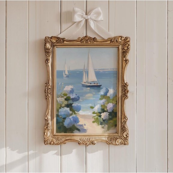 Cape Cod Hydrangea Wall Art Print, Coastal Decor